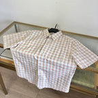 Cream Cotton Check Short-Sleeve - Men's