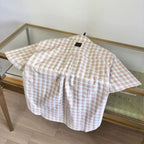 Cream Cotton Check Short-Sleeve - Men's