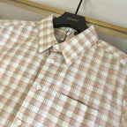 Cream Cotton Check Short-Sleeve - Men's