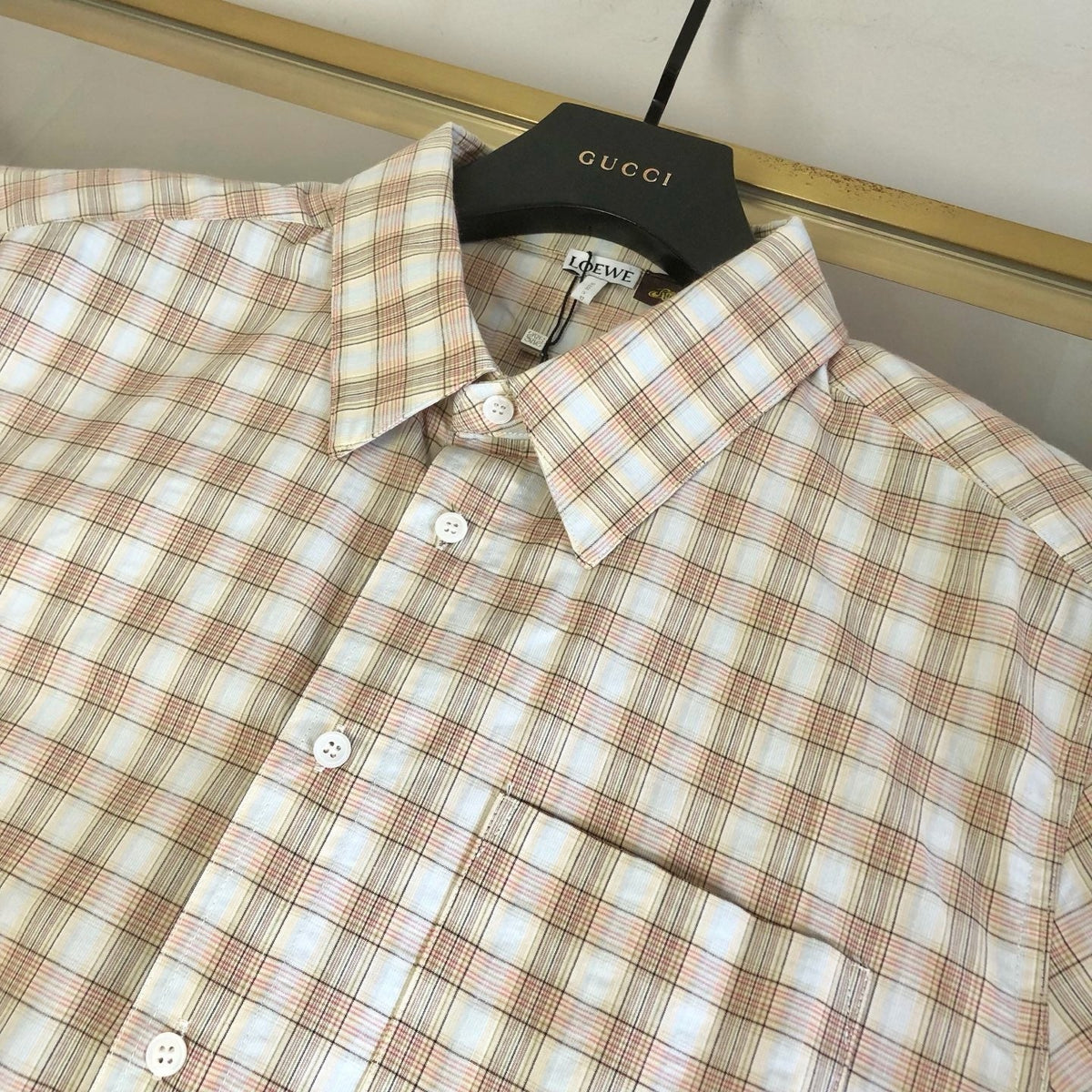 Cream Cotton Check Short-Sleeve - Men's