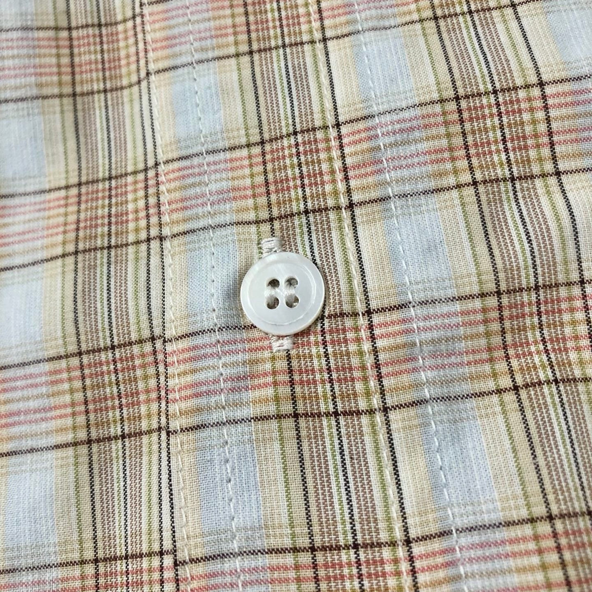 Cream Cotton Check Short-Sleeve - Men's