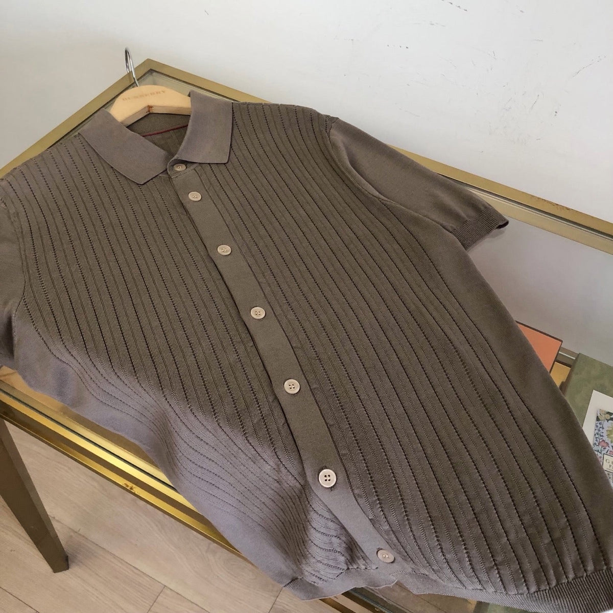 Black Knit Gold Buttons Short-Sleeve - Men's