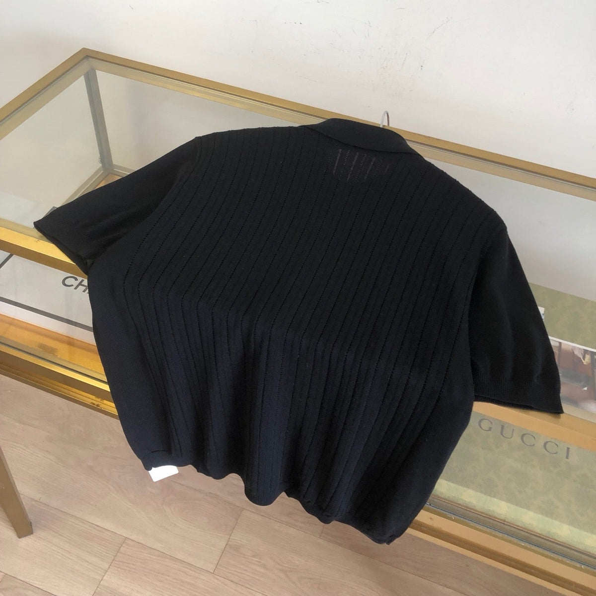 Black Knit Gold Buttons Short-Sleeve - Men's
