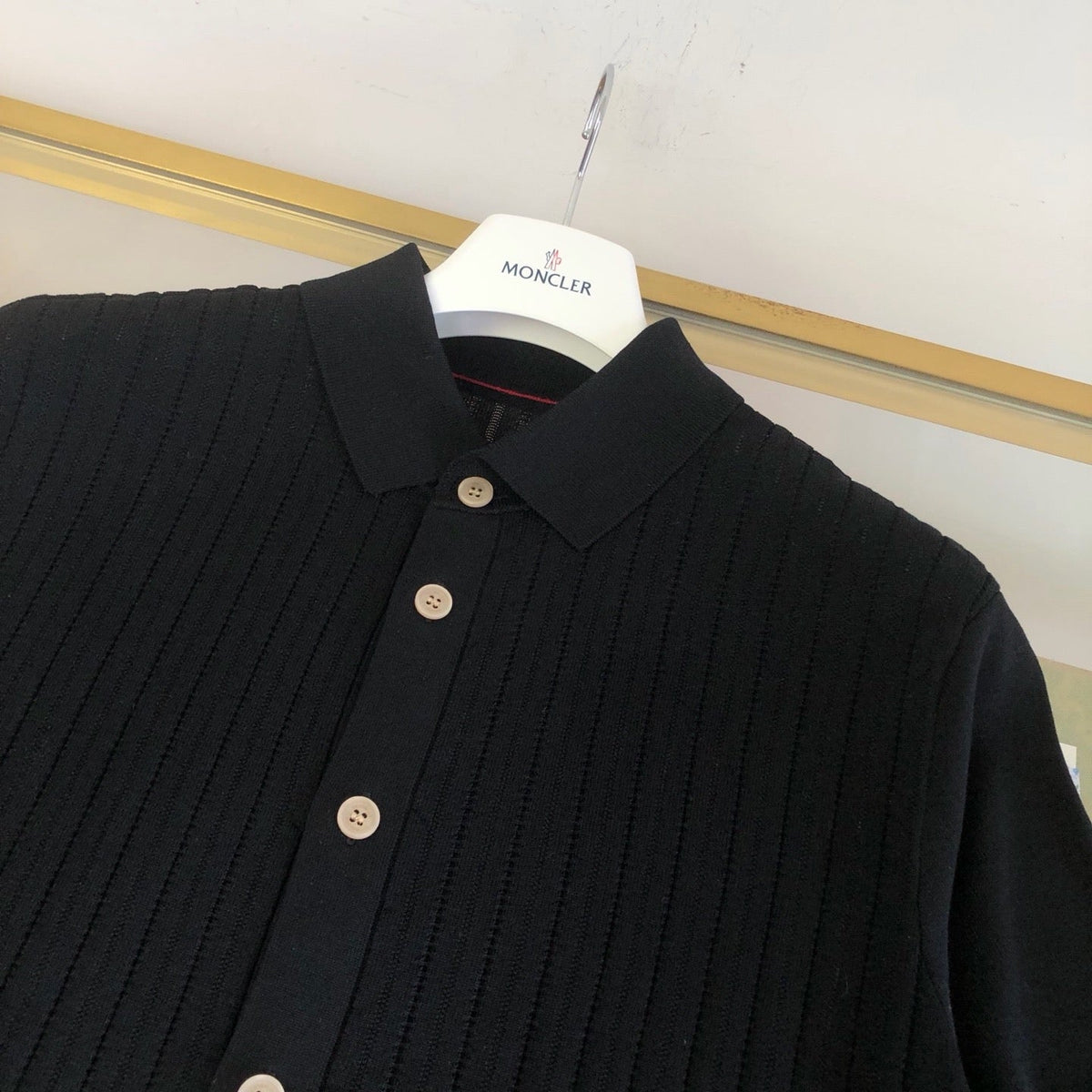 Black Knit Gold Buttons Short-Sleeve - Men's