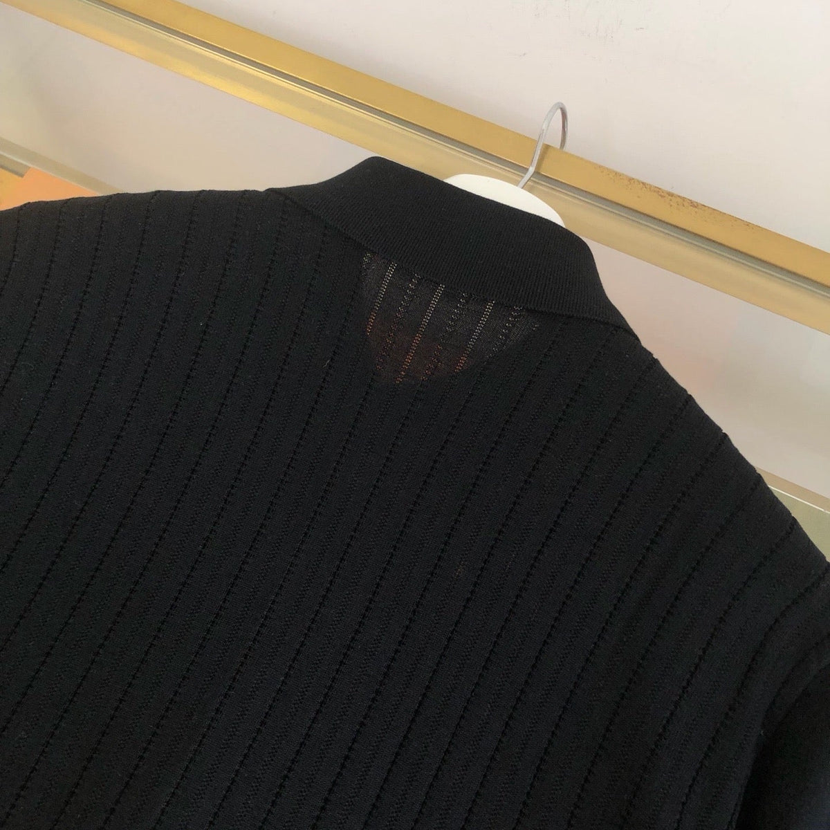 Black Knit Gold Buttons Short-Sleeve - Men's