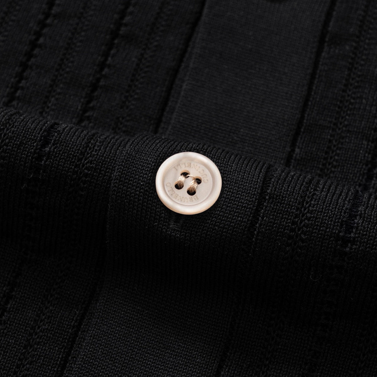 Black Knit Gold Buttons Short-Sleeve - Men's