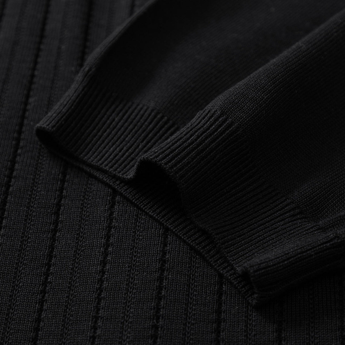 Black Knit Gold Buttons Short-Sleeve - Men's