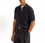 Black Knit Gold Buttons Short-Sleeve - Men's