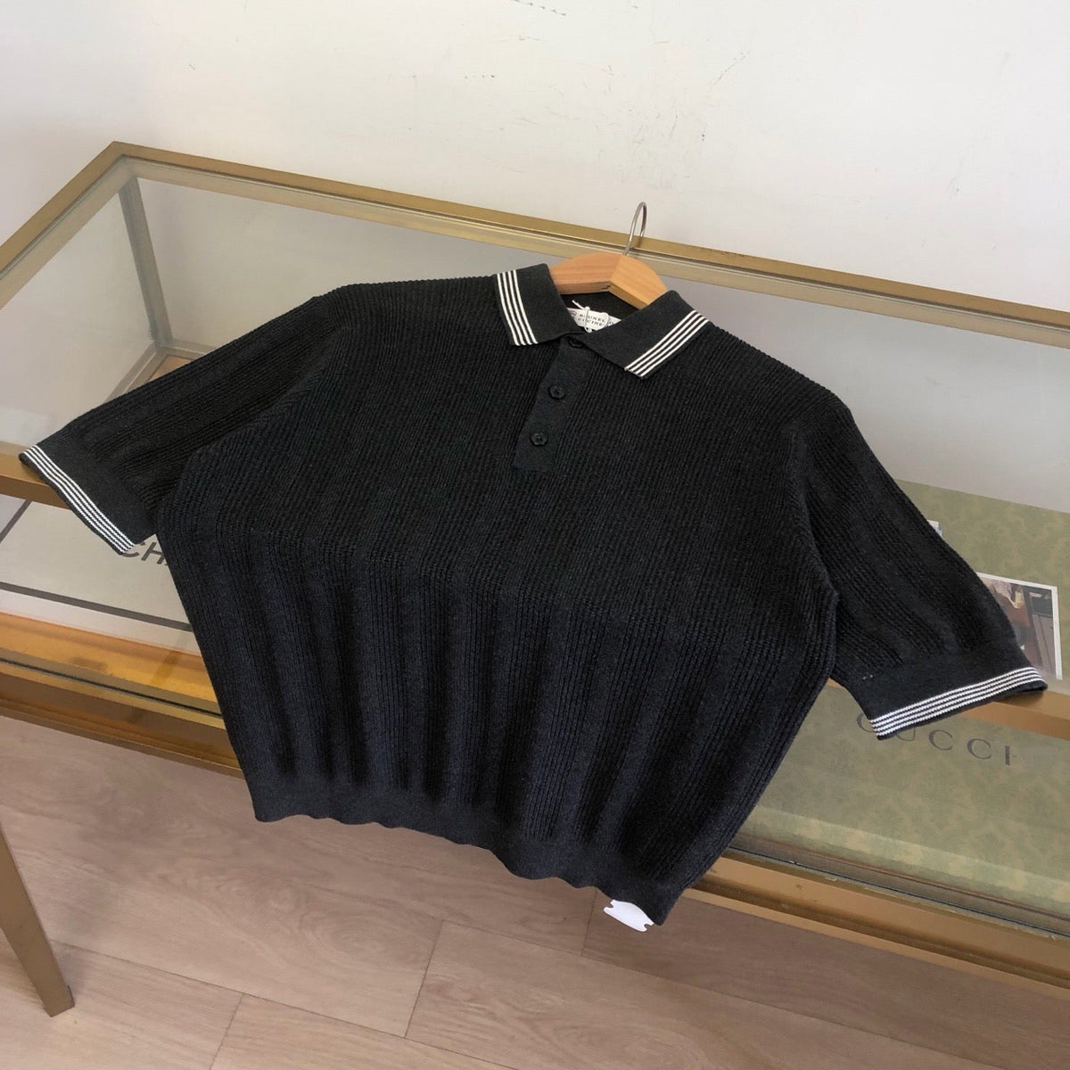 Navy Knit Contrast Collar Short-Sleeve - Men's
