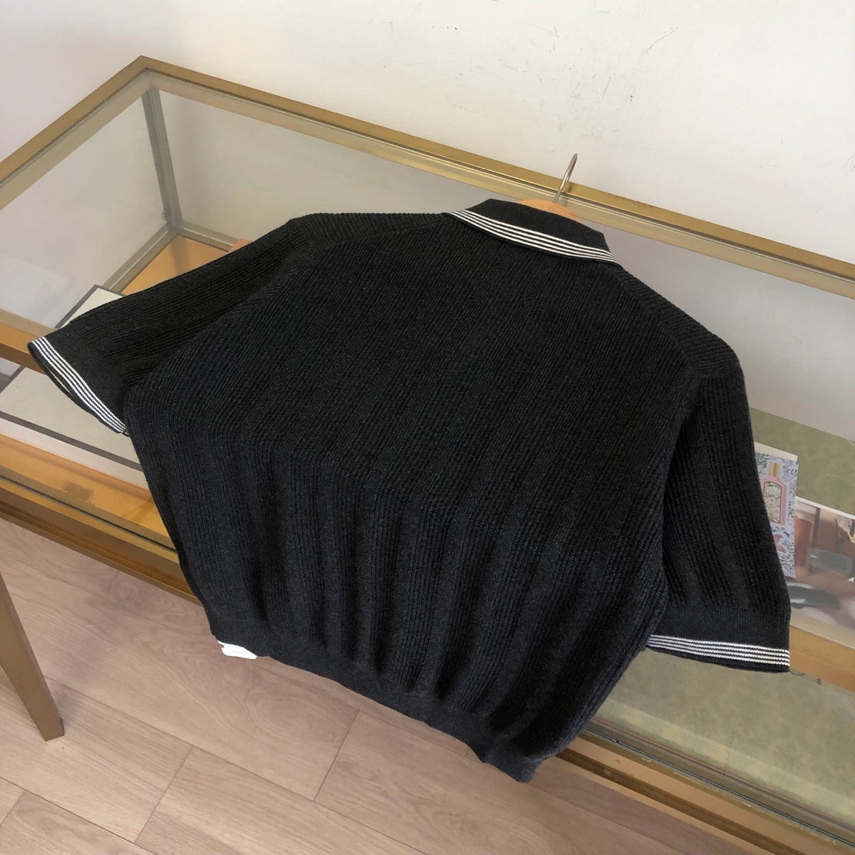 Navy Knit Contrast Collar Short-Sleeve - Men's