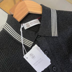 Navy Knit Contrast Collar Short-Sleeve - Men's