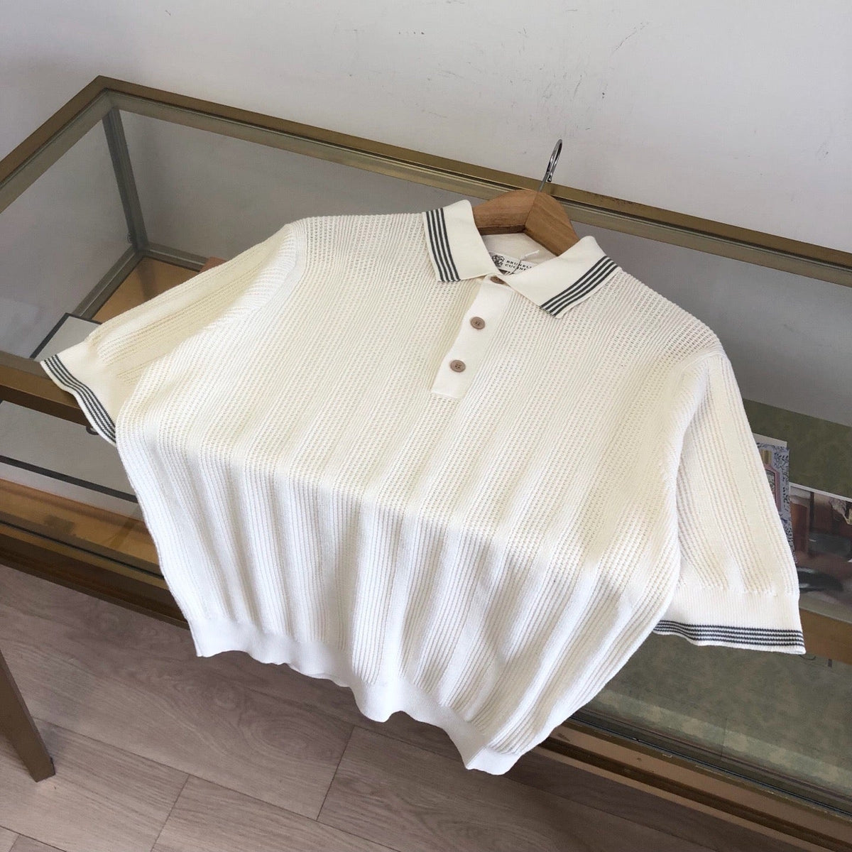 Navy Knit Contrast Collar Short-Sleeve - Men's