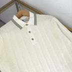 Navy Knit Contrast Collar Short-Sleeve - Men's