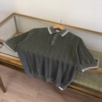Navy Knit Contrast Collar Short-Sleeve - Men's