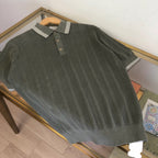 Navy Knit Contrast Collar Short-Sleeve - Men's