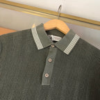 Navy Knit Contrast Collar Short-Sleeve - Men's