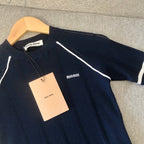 Navy Knit Striped Cuff Short-Sleeve - Women's