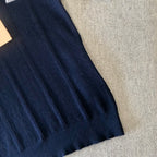 Navy Knit Striped Cuff Short-Sleeve - Women's