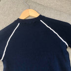 Navy Knit Striped Cuff Short-Sleeve - Women's