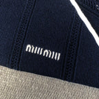 Navy Knit Striped Cuff Short-Sleeve - Women's