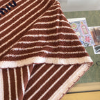 Brown Knit Striped Short-Sleeve - Women's