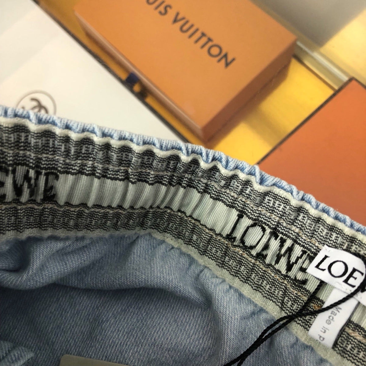 Blue Denim Patch Drawstring - Men's