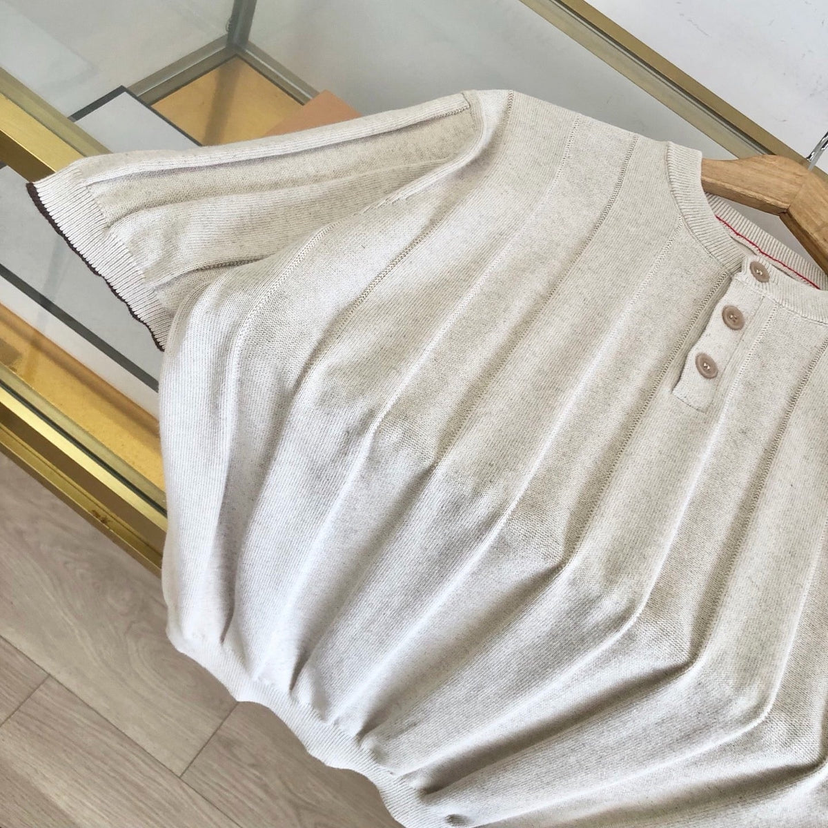 Brown Knit Ribbed Short-Sleeve - Women's