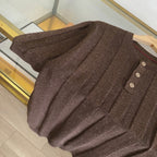 Brown Knit Ribbed Short-Sleeve - Women's
