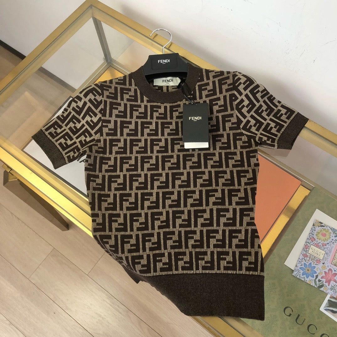 Brown Jacquard Monogram Short-Sleeve - Women's