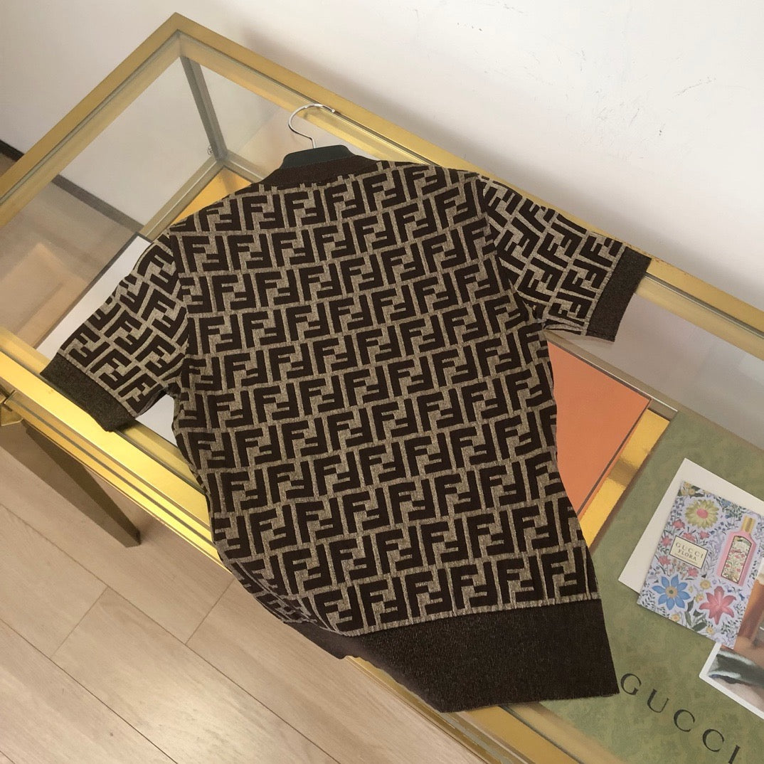 Brown Jacquard Monogram Short-Sleeve - Women's