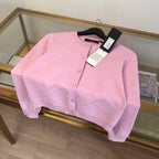 Pink Wool Plain Cardigan - Women's