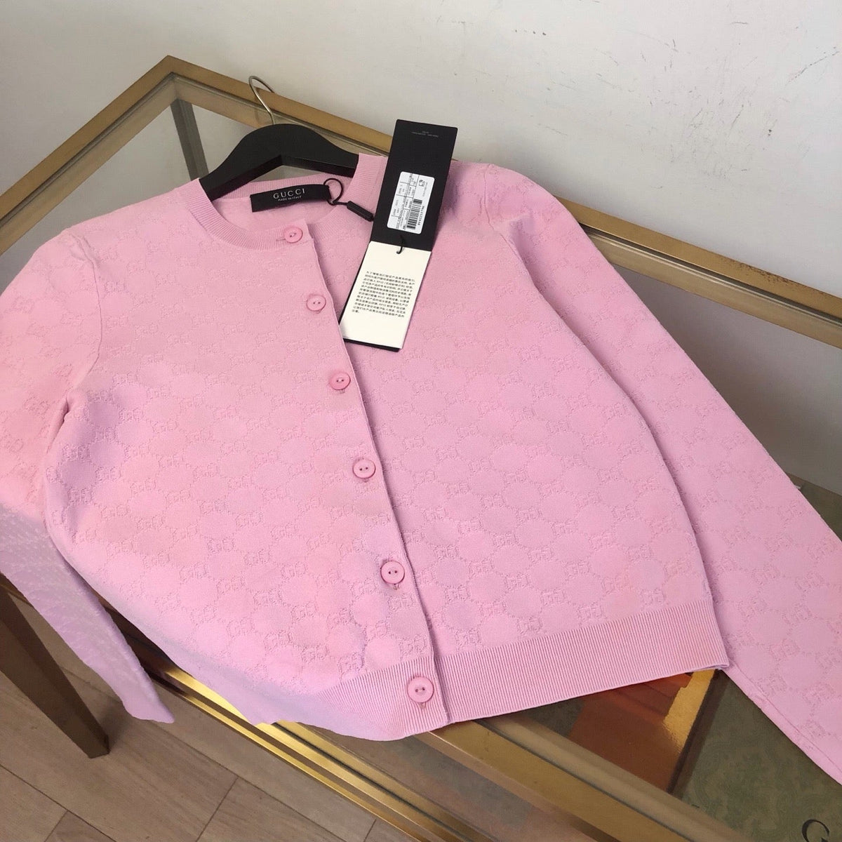 Pink Wool Plain Cardigan - Women's