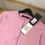 Pink Wool Plain Cardigan - Women's