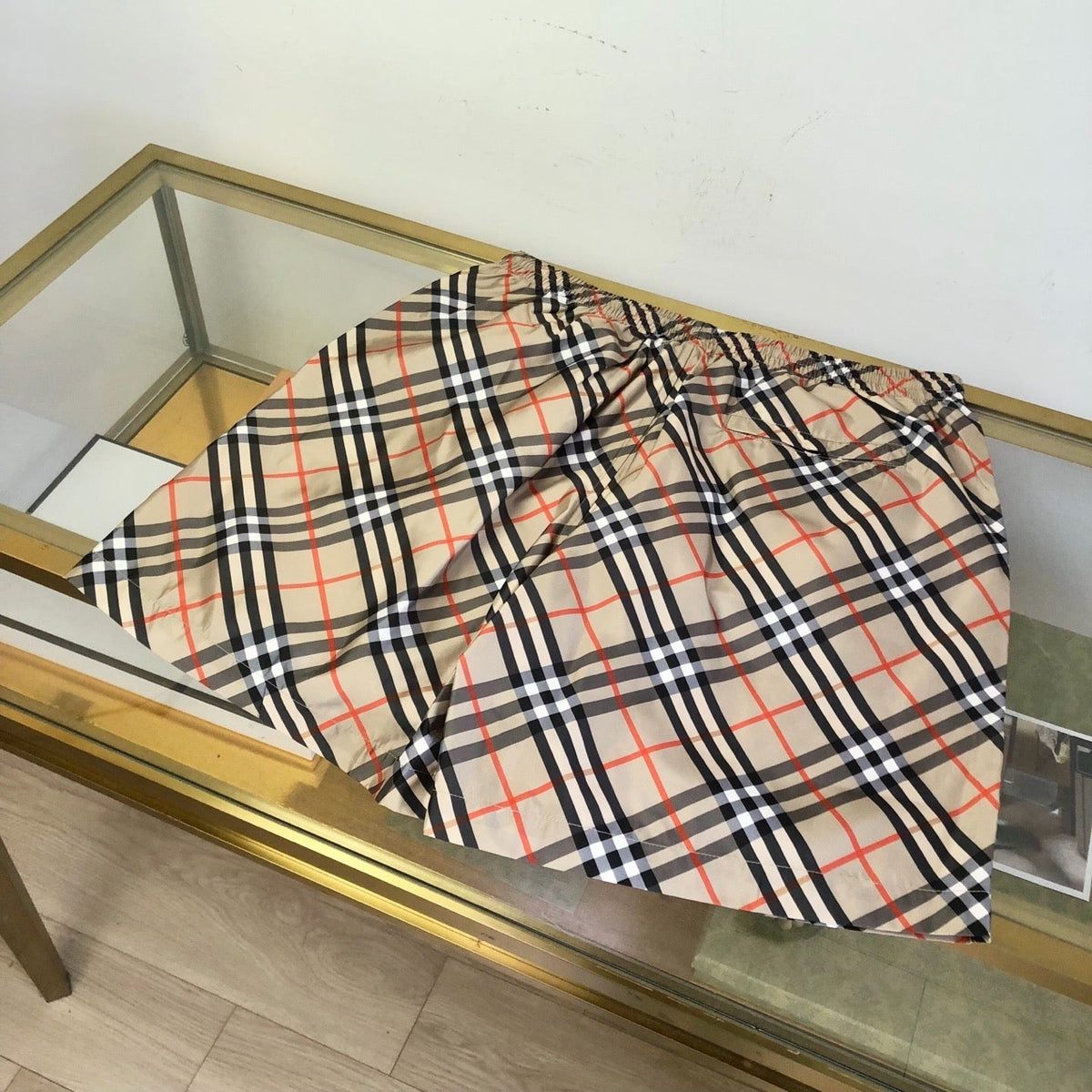 Grey Nylon Check Swim - Men's