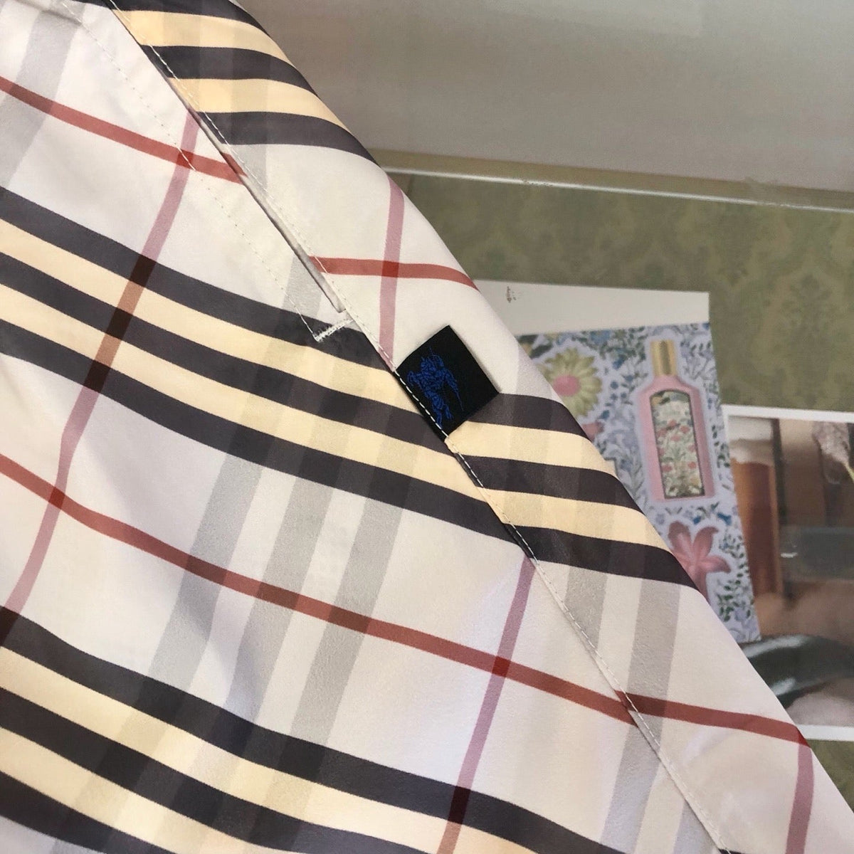 Grey Nylon Check Swim - Men's