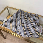 Grey Nylon Check Swim - Men's