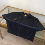 Navy Corduroy Plain Short-Sleeve - Men's