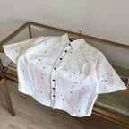 White Cotton Studded Short-Sleeve - Men's