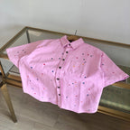 White Cotton Studded Short-Sleeve - Men's