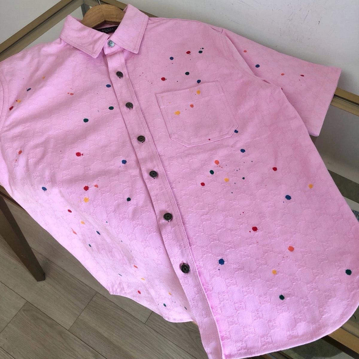 White Cotton Studded Short-Sleeve - Men's