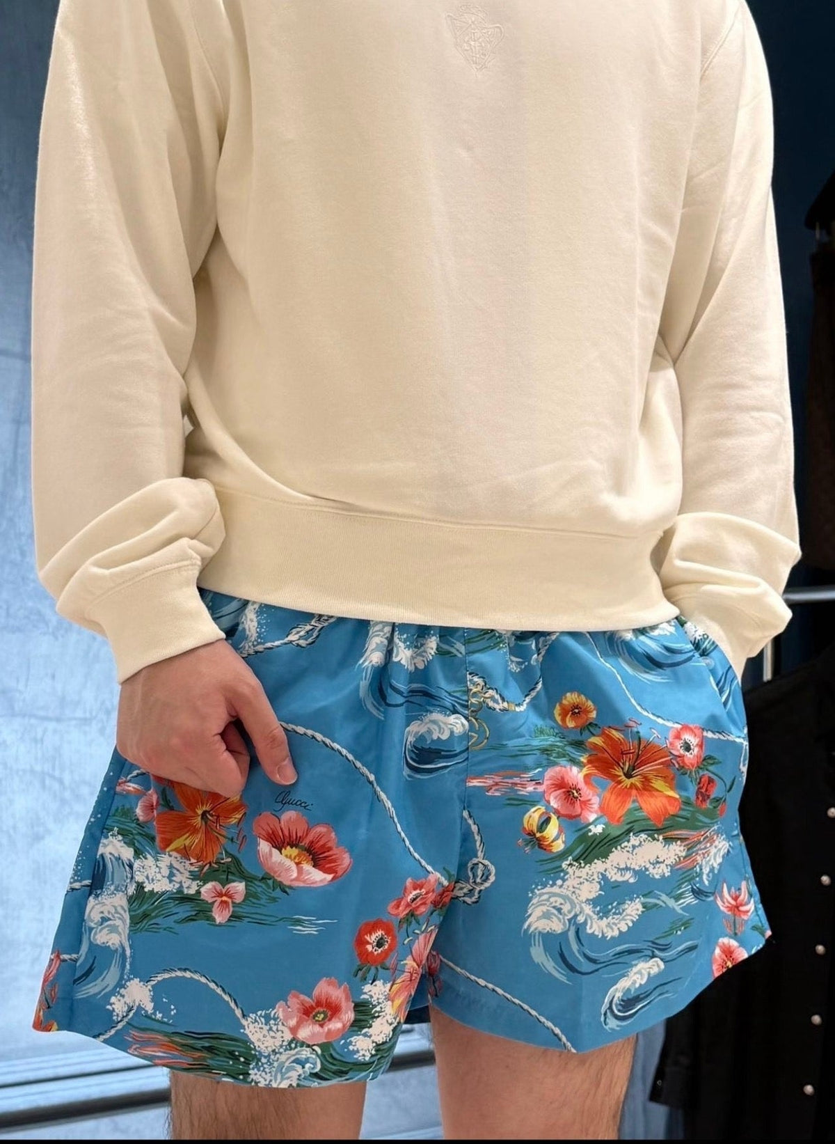 Pink Silk Floral Print Drawstring - Men's
