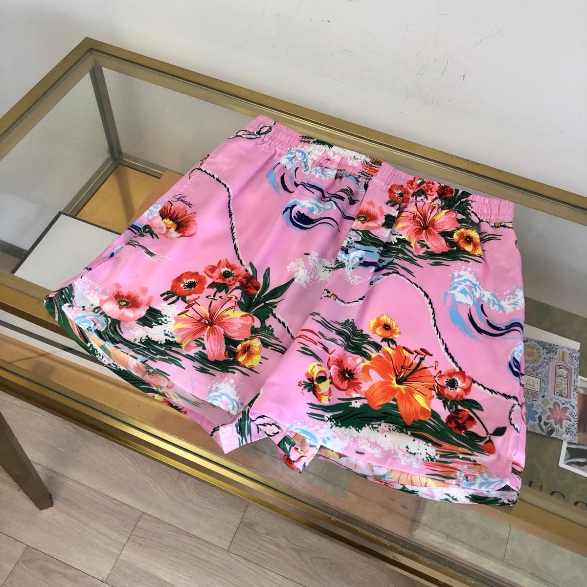 Pink Silk Floral Print Drawstring - Men's