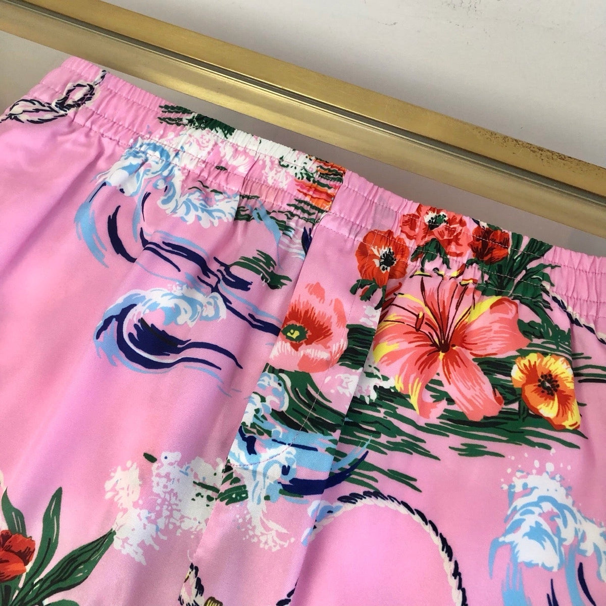 Pink Silk Floral Print Drawstring - Men's