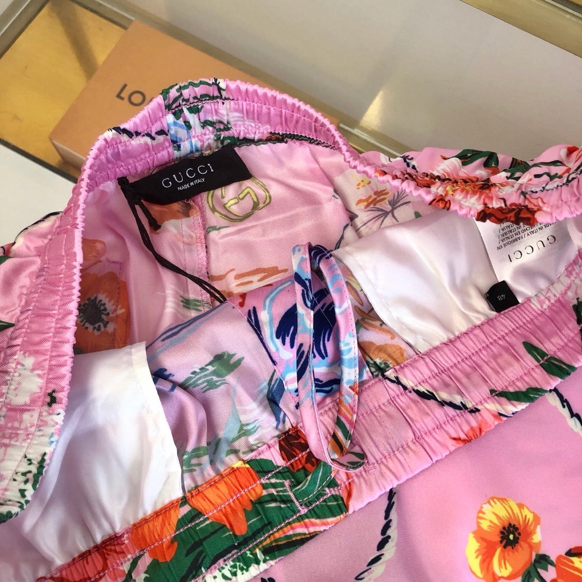 Pink Silk Floral Print Drawstring - Men's