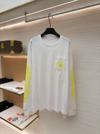 White Cotton Neon Sleeve Long-Sleeve - Men's