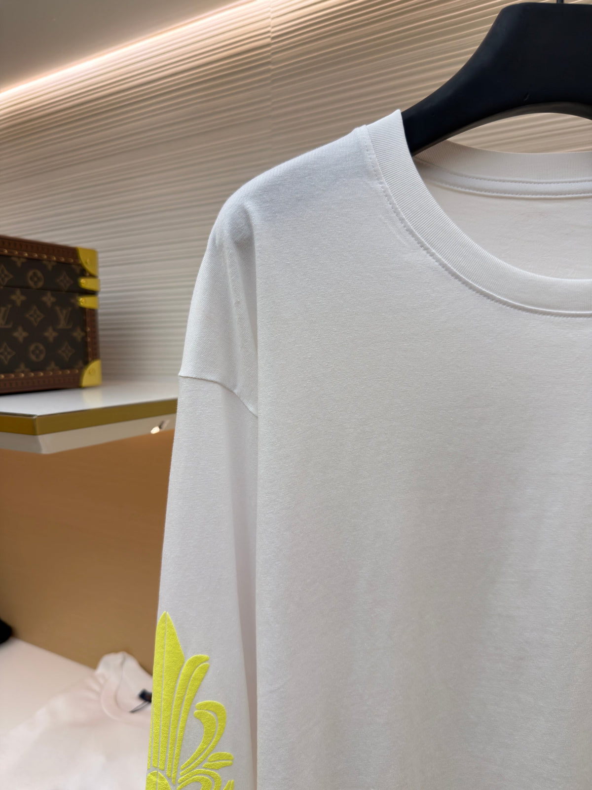 White Cotton Neon Sleeve Long-Sleeve - Men's