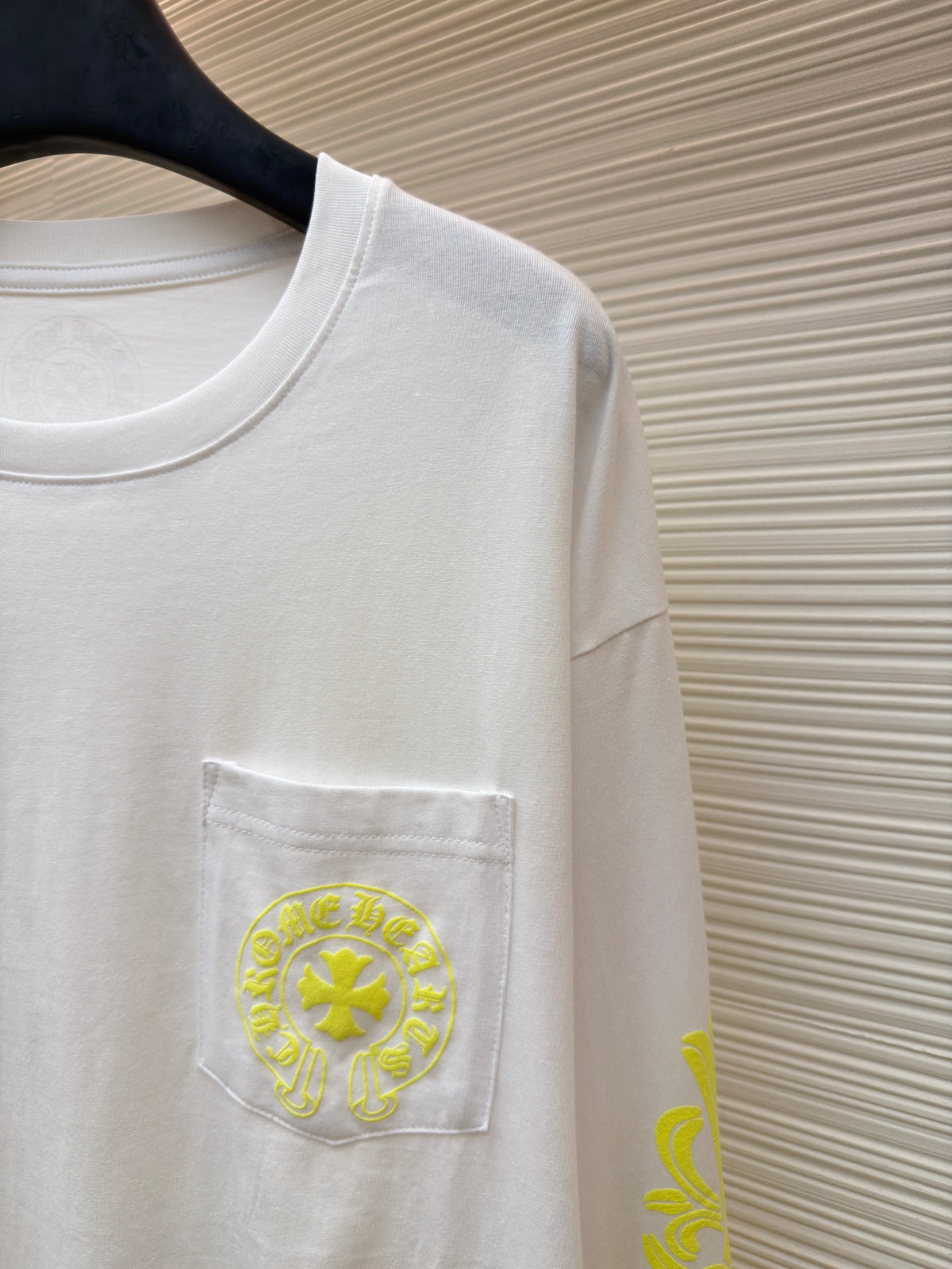 White Cotton Neon Sleeve Long-Sleeve - Men's