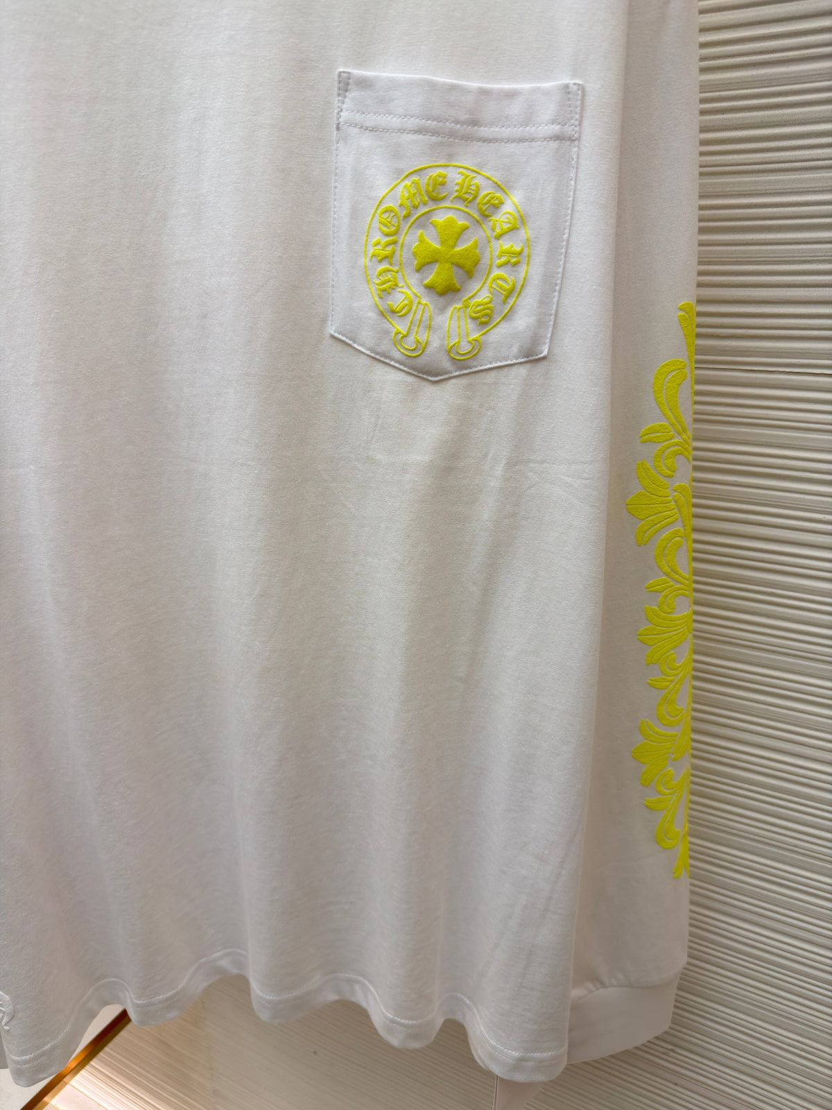 White Cotton Neon Sleeve Long-Sleeve - Men's