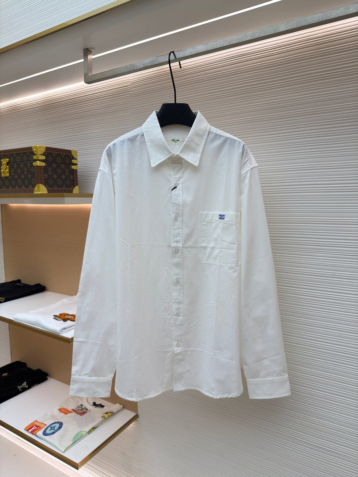 White Cotton Plain Long-Sleeve - Men's