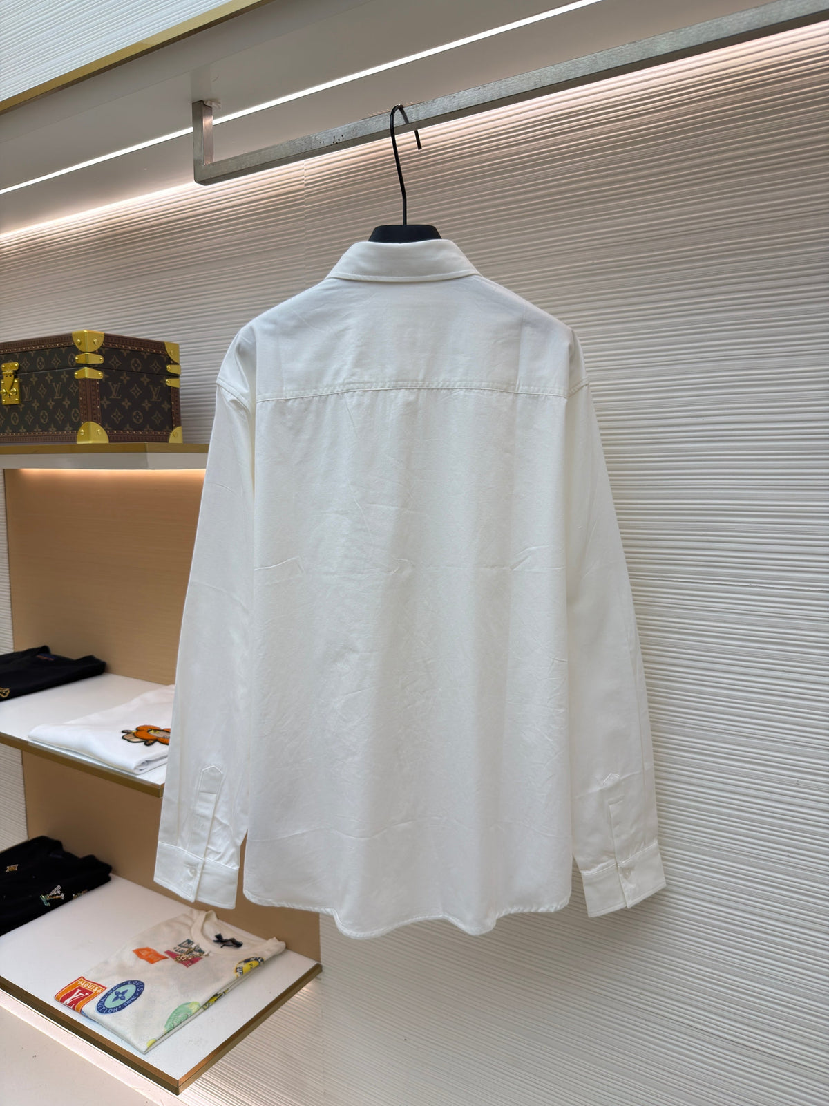 White Cotton Plain Long-Sleeve - Men's